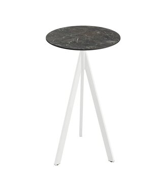Feros Bartafel Infinity Tripod | Galaxy Marble tafelblad | Wit | Rond | Ø70cm