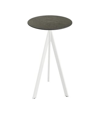 Feros Bartafel Infinity Tripod | Midnight Marble tafelblad | Wit | Rond | Ø70cm