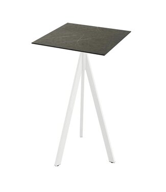 Feros Bartafel Infinity Tripod | Midnight Marble tafelblad | Wit | Vierkant | 70x70cm
