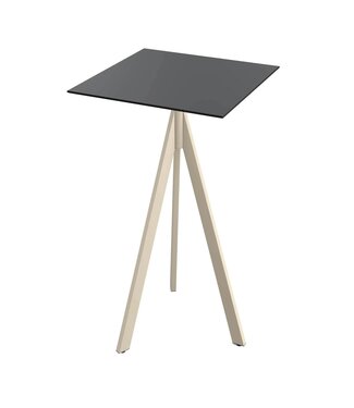 Feros Bartafel Infinity Tripod | Zwart HPL Tafelblad | Beige | Vierkant | 70x70cm