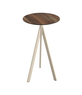 Feros Bartafel Infinity Tripod | Tropical Wood tafelblad | Beige | Rond | Ø70cm