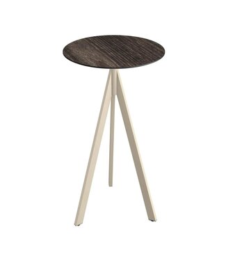Feros Bartafel Infinity Tripod | Riverwashed Wood tafelblad | Beige | Rond | Ø70cm
