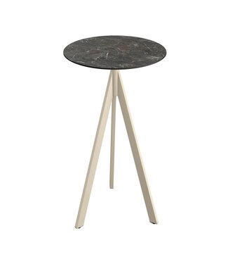 Feros Bartafel Infinity Tripod | Galaxy Marble tafelblad | Beige | Rond | Ø70cm
