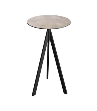 Feros Bartafel Infinity Tripod | Moonstone tafelblad | Zwart | Rond | Ø70cm