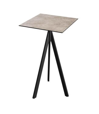Feros Bartafel Infinity Tripod | Moonstone tafelblad | Zwart | Vierkant | 70x70cm