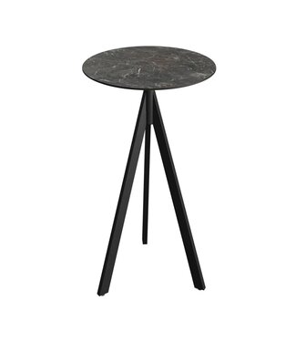 Feros Bartafel Infinity Tripod | Galaxy Marble tafelblad | Zwart | Rond | Ø70cm