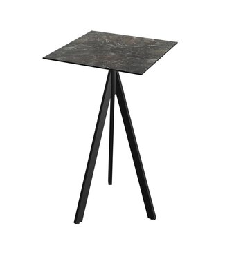 Feros Bartafel Infinity Tripod | Galaxy Marble tafelblad | Zwart | Vierkant | 70x70cm
