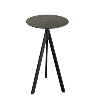 Feros Bartafel Infinity Tripod | Midnight Marble tafelblad | Zwart | Rond | Ø70cm
