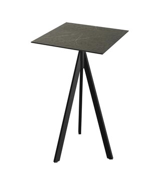 Feros Bartafel Infinity Tripod | Midnight Marble tafelblad | Zwart | Vierkant | 70x70cm