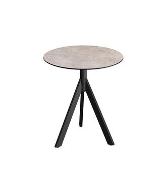 Feros Terrastafel Infinity Tripod | Moonstone tafelblad | Zwart | Rond | Ø70cm