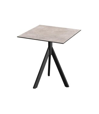 Feros Terrastafel Infinity Tripod | Moonstone tafelblad | Zwart | Vierkant | 70x70cm