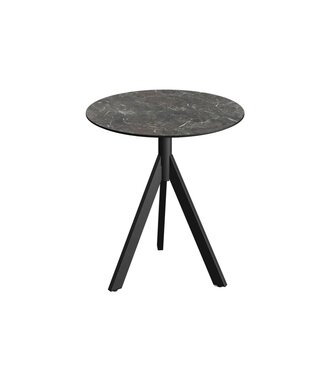 Feros Terrastafel Infinity Tripod | Galaxy Marble tafelblad | Zwart | Rond | Ø70cm