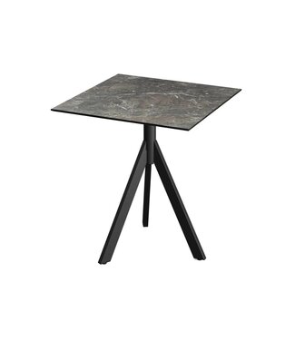 Feros Terrastafel Infinity Tripod | Galaxy Marble tafelblad | Zwart | Vierkant | 70x70cm