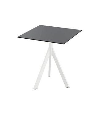 Feros Terrastafel Infinity Tripod | Zwart HPL Tafelblad | Wit | Vierkant | 70x70cm