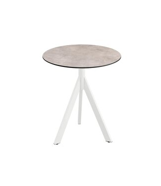 Feros Terrastafel Infinity Tripod | Moonstone tafelblad | Wit | Rond | Ø70cm