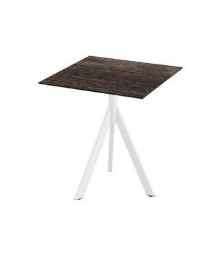 Feros Terrastafel Infinity Tripod | Riverwashed Wood tafelblad | Wit | Vierkant | 70x70cm