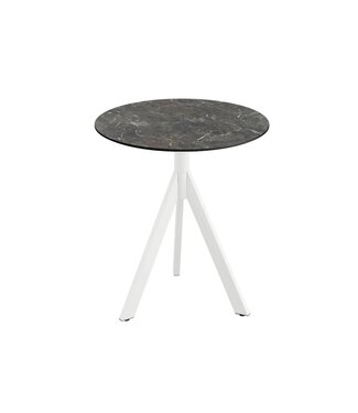 Feros Terrastafel Infinity Tripod | Galaxy Marble tafelblad | Wit | Rond | Ø70cm