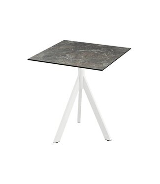 Feros Terrastafel Infinity Tripod | Galaxy Marble tafelblad | Wit | Vierkant | 70x70cm