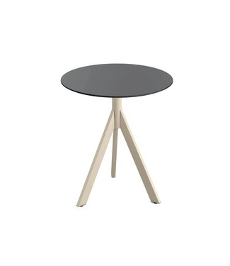 Feros Terrastafel Infinity Tripod | Zwart HPL Tafelblad | Beige | Rond | Ø70cm