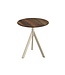 Feros Terrastafel Infinity Tripod | Tropical Wood tafelblad | Beige | Rond | Ø70cm