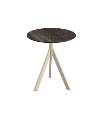 Feros Terrastafel Infinity Tripod | Riverwashed Wood tafelblad | Beige | Rond | Ø70cm