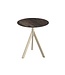 Feros Terrastafel Infinity Tripod | Riverwashed Wood tafelblad | Beige | Rond | Ø70cm