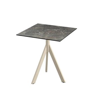 Feros Terrastafel Infinity Tripod | Galaxy Marble tafelblad | Beige | Vierkant | 70x70cm