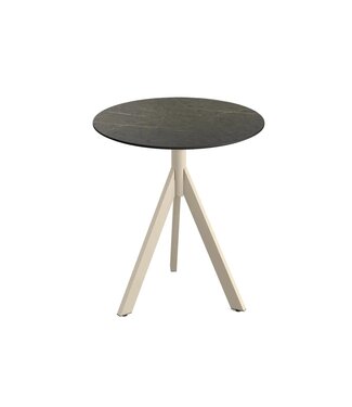 Feros Terrastafel Infinity Tripod | Midnight Marble tafelblad | Beige | Rond | Ø70cm