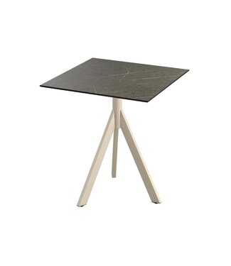 Feros Terrastafel Infinity Tripod | Midnight Marble tafelblad | Beige | Vierkant | 70x70cm