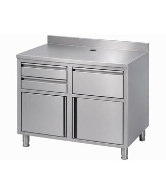 Combisteel RVS Koffiemeubel horeca | 2 Deuren & 3 lades | 125cm breed | 60cm diep | 115cm hoog