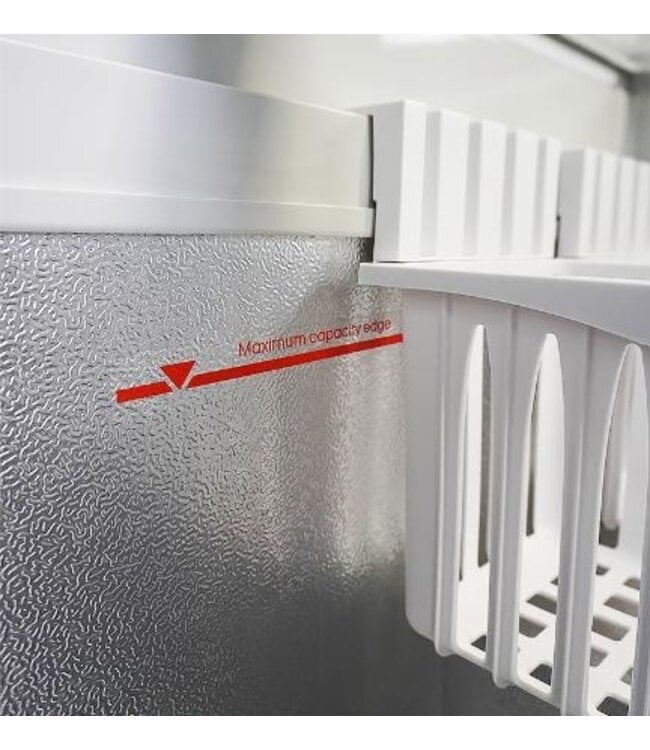 Vrieskist Lotte-396 | 396L inhoud | -25 tot 0 graden | Glazen schuifdeksel