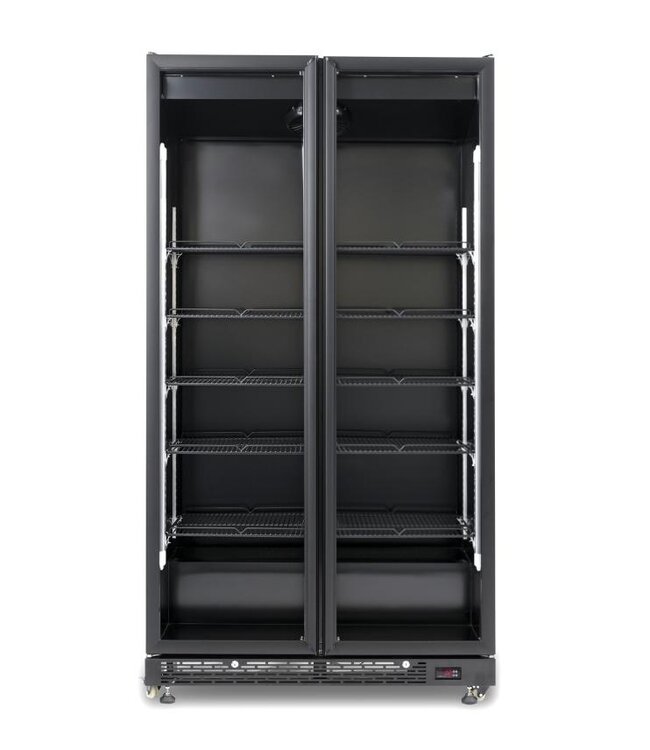 Koelkast met 2 glazen deuren NAP-850 | 850 Liter | Zwart | (H)210x(B)112x(D)61cm