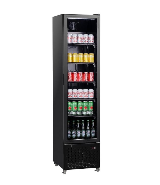 Vrieskast met glazen deur NAP-250F | 208L | Zwart | (H)191,5x(B)49x(D)56cm