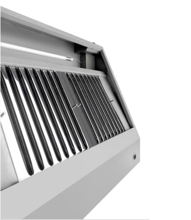 RVS Afzuigkap met motor | Wandkap | Schuin | 2000m³/uur | 100cm breed