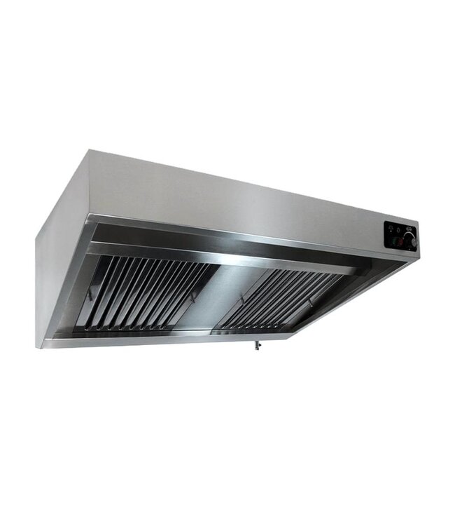 RVS Afzuigkap met motor | Wandkap | Schuin | 2000m³/uur | 120cm breed
