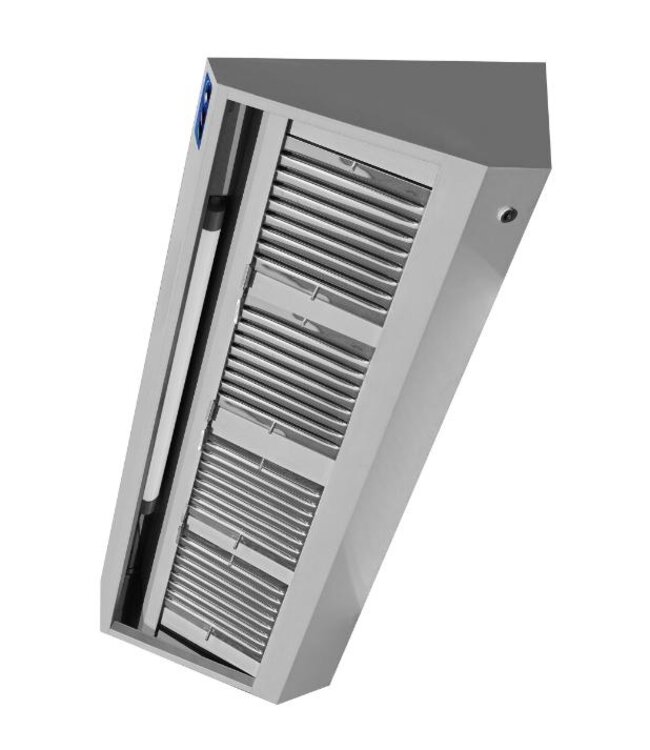 RVS Afzuigkap met motor | Wandkap | Schuin | 3000m³/uur | 200cm breed