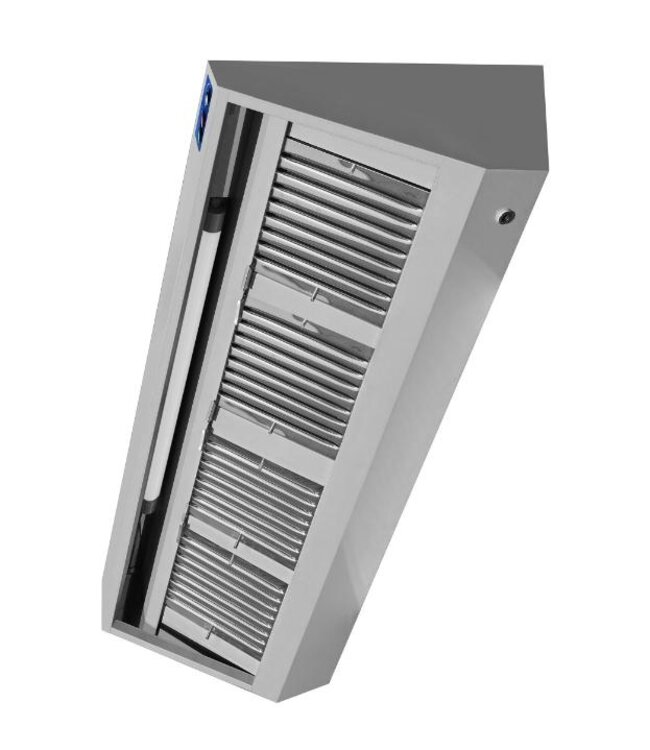 RVS Afzuigkap met motor | Wandkap | Schuin | 3000m³/uur | 240cm breed