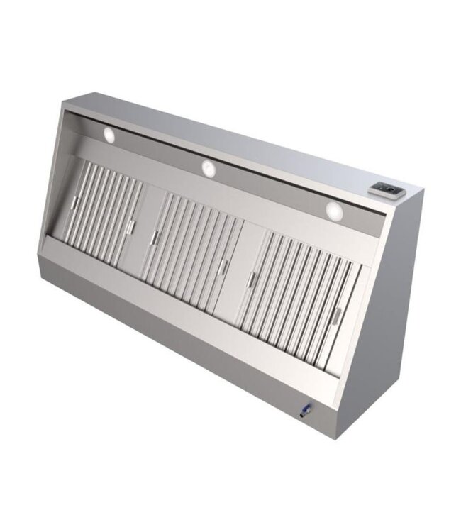 RVS Afzuigkap zonder motor | Wandkap | Schuin | Inclusief filter, aftap en verlichting | 100cm breed