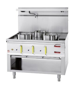 Bertrand Woktafel - driehoek - 3 branders