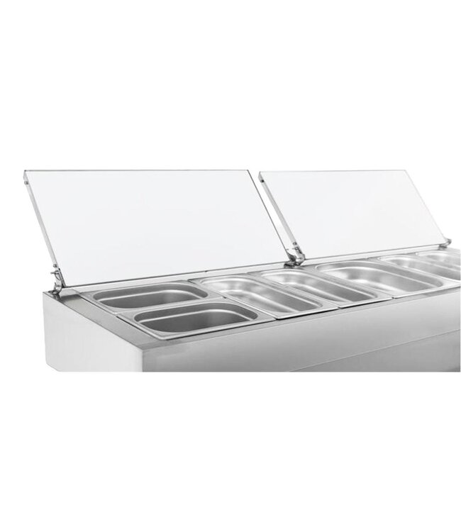 Saladette | 4 Deuren | Boven 12x 1/3GN | Granieten werkblad | Geforceerd | (H)104x(B)252,8x(D)80cm