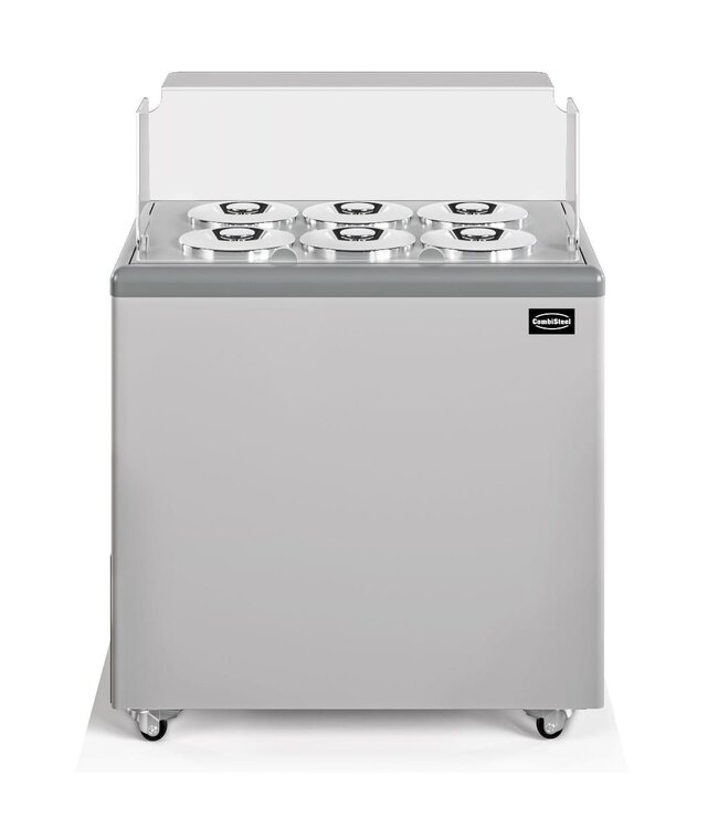 Schepijsvitrine Zanzibar 6 | Voor 6x 7L ronde ijsbakken | -20ºC | Wit | (H)93,5x(B)93,9x(D)67,4cm