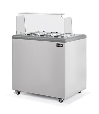 Combisteel Schepijsvitrine Zanzibar 6 | Voor 6x 7L ronde ijsbakken | -20ºC | Wit | (H)93,5x(B)93,9x(D)67,4cm