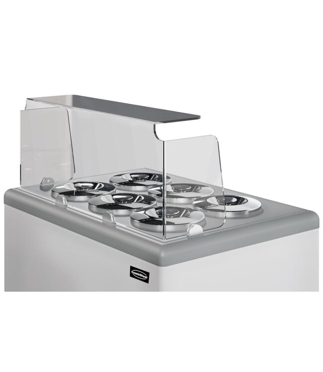 Schepijsvitrine Zanzibar 6 | Voor 6x 7L ronde ijsbakken | -20ºC | Wit | (H)93,5x(B)93,9x(D)67,4cm