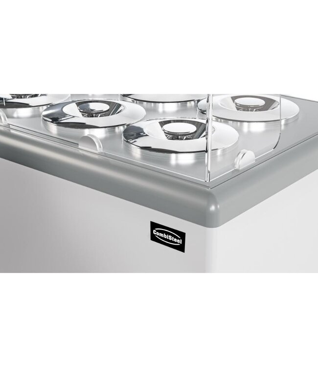 Schepijsvitrine Zanzibar 6 | Voor 6x 7L ronde ijsbakken | -20ºC | Wit | (H)93,5x(B)93,9x(D)67,4cm