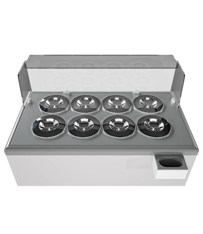 Schepijsvitrine Zanzibar 8 | Voor 8x 7L ronde ijsbakken | -20ºC | Wit | (H)93,5x(B)121,4x(D)67,4cm