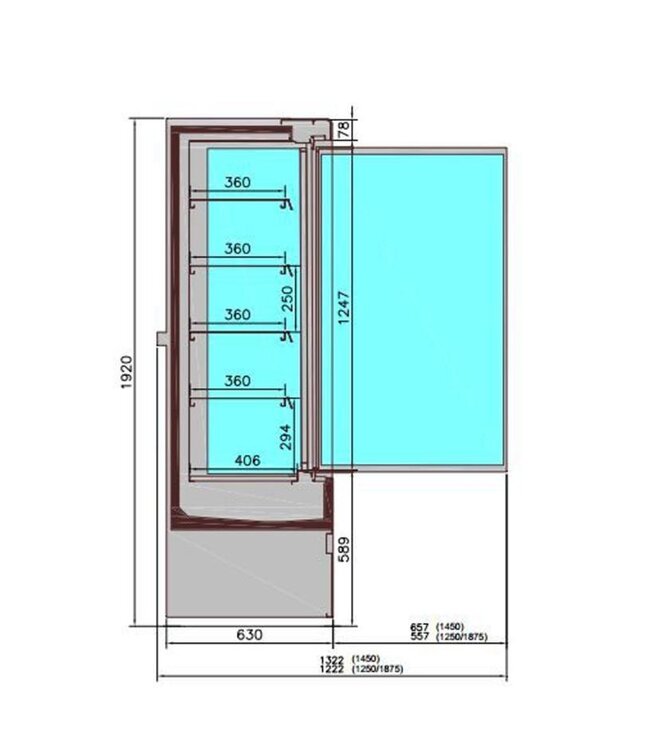 Wandkoeling Jamie 1.3 | 409L | 2 Glazen deuren | Zwart | (H)192x(B)131x(D)66,5cm