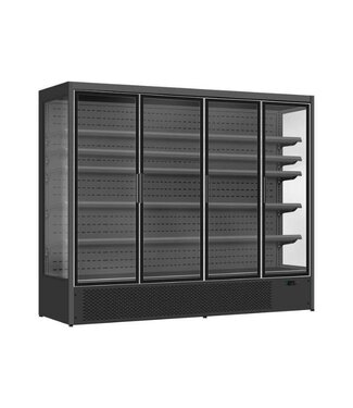Combisteel Wandkoeling Luke 2.5 | 2000L | 4 Glazen deuren | Zwart | (H)203x(B)250,8x(D)72cm