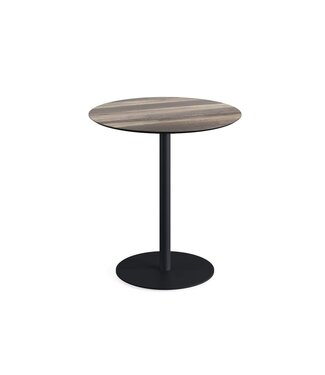 Feros Terrastafel Urban | Tropical Wood tafelblad | Zwart | Rond | Ø70cm