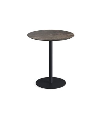 Feros Terrastafel Urban | Riverwashed Wood tafelblad | Zwart | Rond | Ø70cm