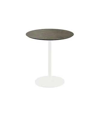 Feros Terrastafel Urban | Midnight Marble tafelblad | Wit | Rond | Ø70cm